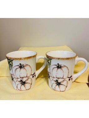 Ganz fall autumn vintage pumpkin large ceramic mugs set of 2 Fall Autumn